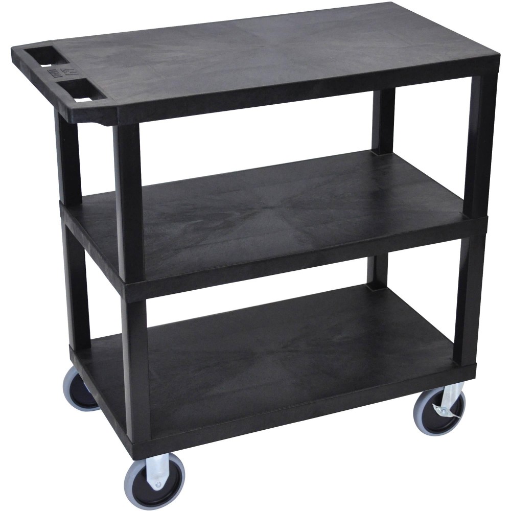 Luxor Black 18X32 Cart With 3 Flat Shelves