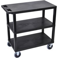 Luxor Black 18X32 Cart With 3 Flat Shelves