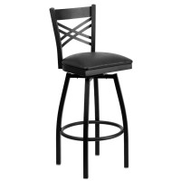 Flash Furniture Hercules Series Black X Back Swivel Metal Barstool - Black Vinyl Seat