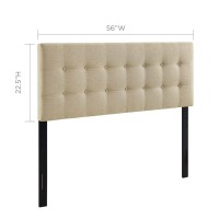 Modway Emily Tufted Button Linen Fabric Upholstered Full Headboard In Beige