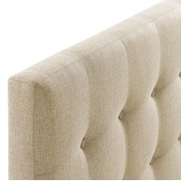 Modway Emily Tufted Button Linen Fabric Upholstered Full Headboard In Beige