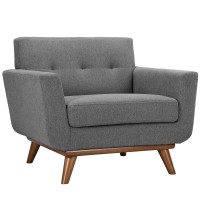 Modway Engage Mid-Century Modern Upholstered Fabric Sofa, Loveseat And Armchair In Expectation Gray