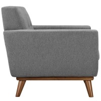 Modway Engage Mid-Century Modern Upholstered Fabric Sofa, Loveseat And Armchair In Expectation Gray