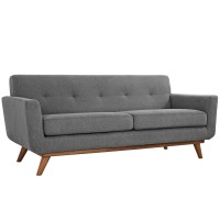 Modway Engage Mid-Century Modern Upholstered Fabric Sofa, Loveseat And Armchair In Expectation Gray