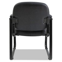 Alera Alerl43C16 25 In. X 24.80 In. X 33.66 In. Genaro Series Faux Leather Half-Back Sled Base Guest Chair - Black
