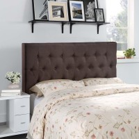 Modway Clique Tufted Button Diamond Pattern Linen Fabric Upholstered Queen Headboard In Dark Brown