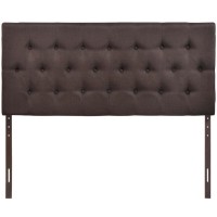 Modway Clique Tufted Button Diamond Pattern Linen Fabric Upholstered Queen Headboard In Dark Brown
