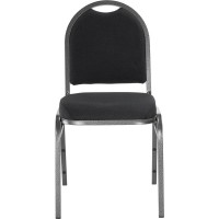 Nps 9200 Series Premium Fabric Upholstered Stack Chair, Ebony Black Seat/ Silvervein Frame