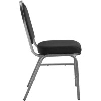Nps 9200 Series Premium Fabric Upholstered Stack Chair, Ebony Black Seat/ Silvervein Frame