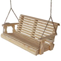 Amish Casual Heavy Duty 800 Lb Roll Back 4Ft. Treated Porch Swing With Cupholders