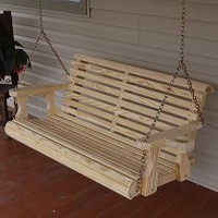 Amish Casual Heavy Duty 800 Lb Roll Back 4Ft. Treated Porch Swing With Cupholders