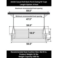 Amish Casual Heavy Duty 800 Lb Roll Back 4Ft. Treated Porch Swing With Cupholders