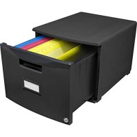 Storex Single Drawer Mini File Cabinet With Lock, Legalletter, 1825 X 1475 X 1275 Inches, Black (Stx61260B01C)