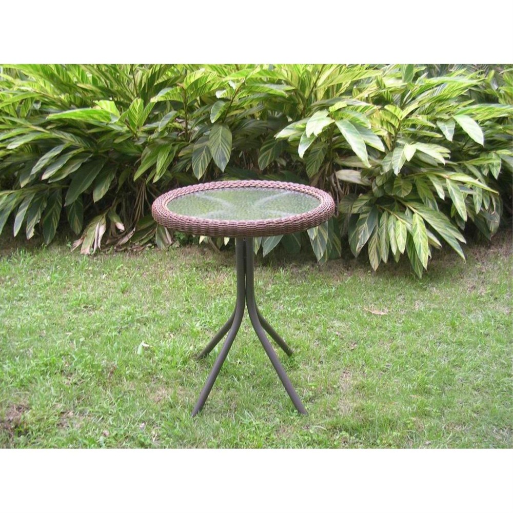 Outdoor Resin Wicker and Glasstop Bistro Table