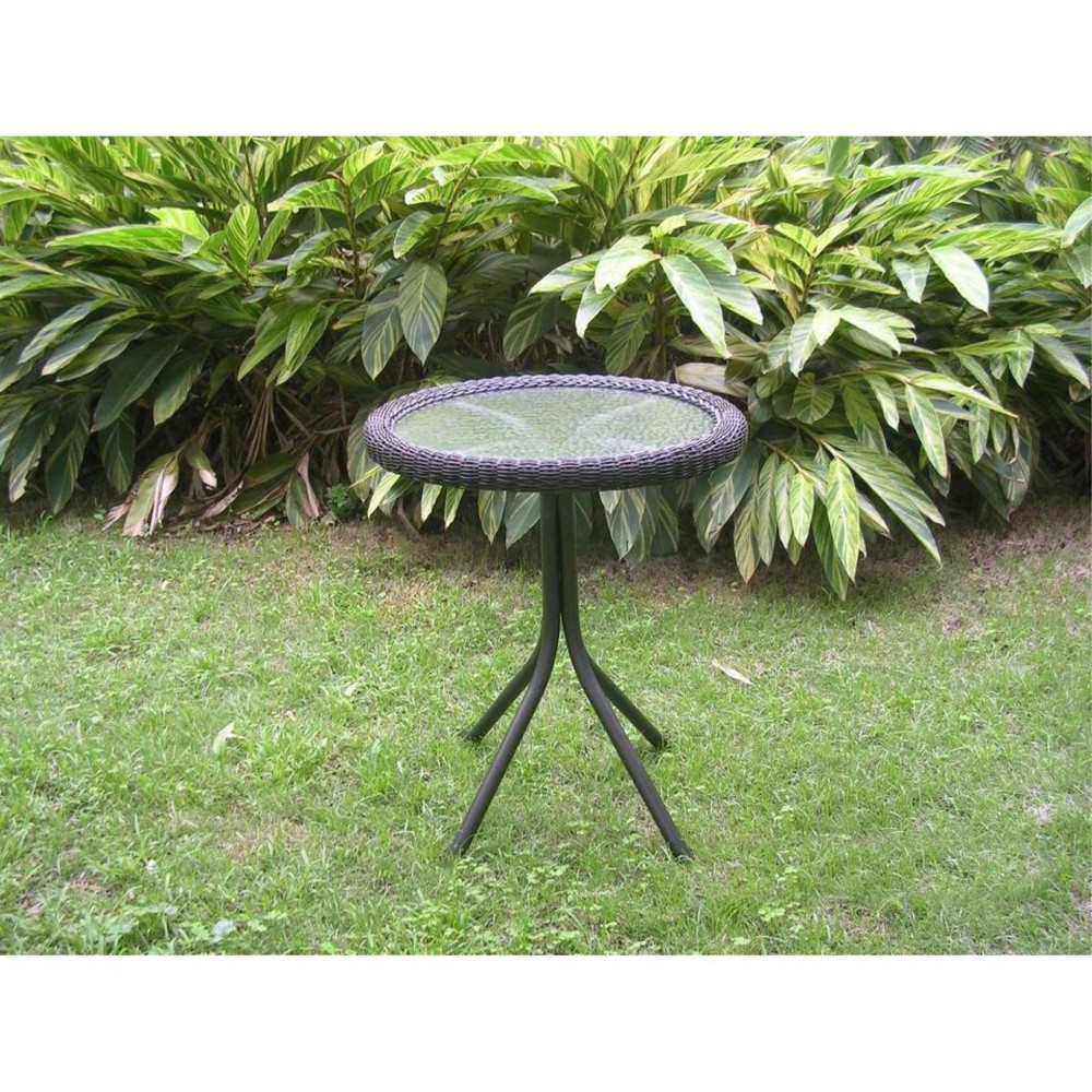 Outdoor Resin Wicker and Glasstop Bistro Table