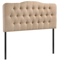 Modway Annabel Tufted Button Linen Fabric Upholstered King Headboard In Beige