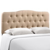 Modway Annabel Tufted Button Linen Fabric Upholstered King Headboard In Beige