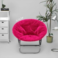 Urban Lifestyle Faux Fur Saucer Chair, Pink