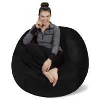 Sofa Sack - Plush, Ultra Soft Bean Bag Chair - Memory Foam Bean Bag Chair With Microsuede Cover - Stuffed Foam Filled Furniture And Accessories For Dorm Room - Black 4'