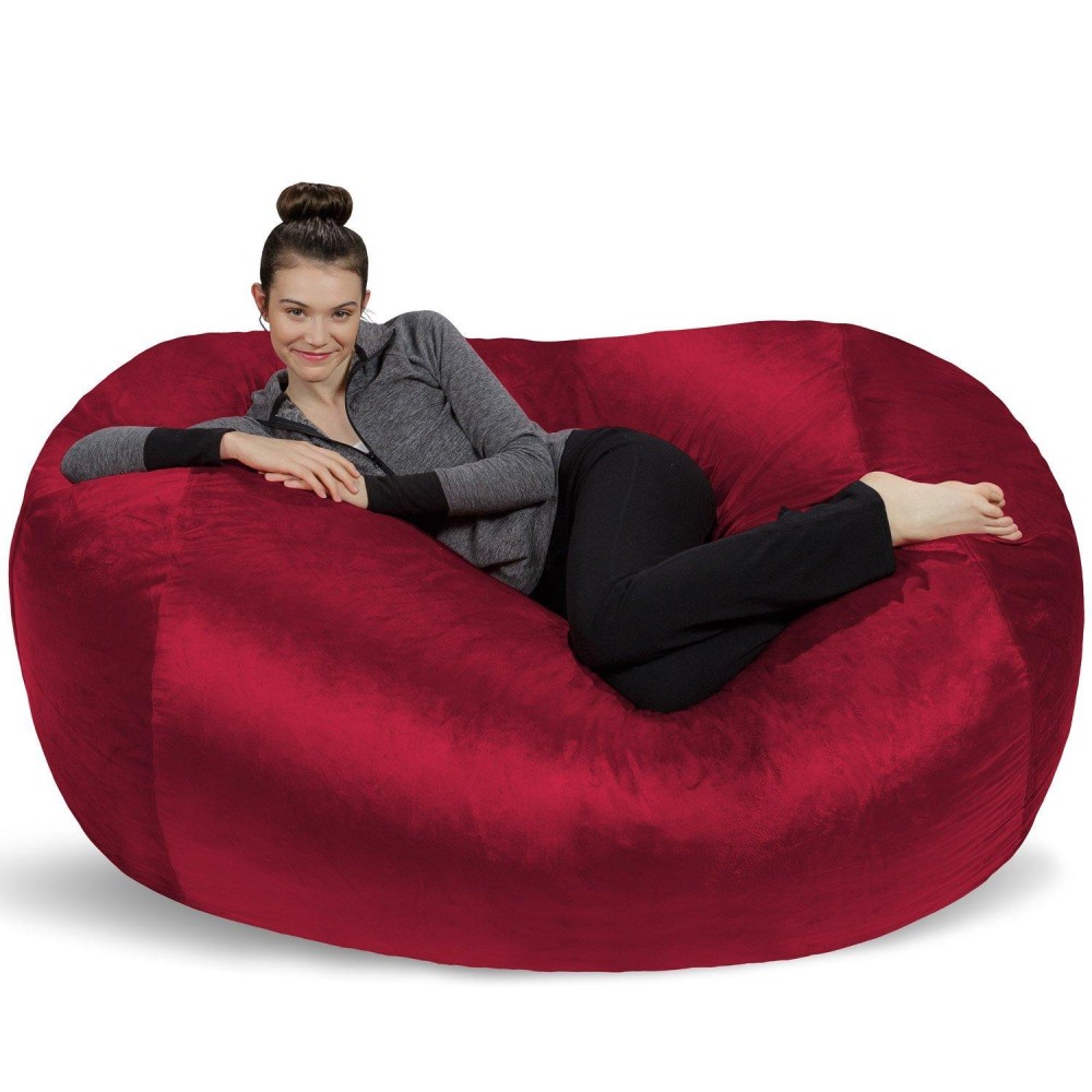 Sofa Sack - Plush Bean Bag Sofas With Super Soft Microsuede Cover - Xl Memory Foam Stuffed Lounger Chairs For Kids, Adults, Couples - Jumbo Bean Bag Chair Furniture - Cinnabar 6'