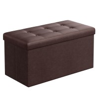 Songmics 30 Inches Folding Storage Ottoman Bench Storage Chest Footrest Coffee Table Padded Seat Faux Leather Holds Up To