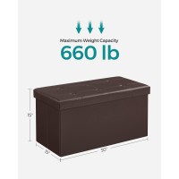 Songmics 30 Inches Folding Storage Ottoman Bench Storage Chest Footrest Coffee Table Padded Seat Faux Leather Holds Up To