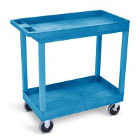 Luxor Ec11Hd-Bu Cart, High Capacity 2 Tub Shelves, Blue