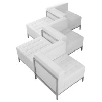 HERCULES Imagination Series Melrose White LeatherSoft 5 Piece Chair & Ottoman Set