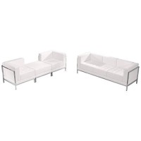 HERCULES Imagination Series Melrose White LeatherSoft Sofa & Lounge Chair Set, 4 Pieces