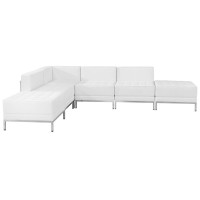 Hercules Imagination Series Melrose White Leathersoft- Sectional Configuration, 6 Pieces
