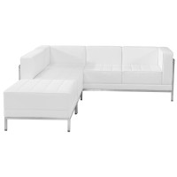 HERCULES Imagination Series Melrose White LeatherSoft Sectional Configuration, 3 Pieces