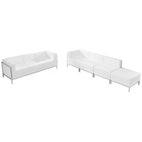 HERCULES Imagination Series Melrose White LeatherSoft Sofa & Lounge Chair Set, 5 Pieces