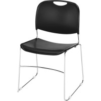 Lorell Lumbar Support Stacking Chair Black Polymer Seat Black Polymer Back Chrome Metal Frame Black 4 Carton