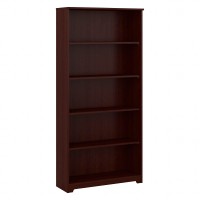 Bush Furniture Cabot Tall 5 Shelf Bookcase Large Open Bookshelf In Harvest Cherry Sturdy Display Cabinet For Library, Living Room And Home Office