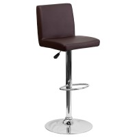 Flash Furniture Vinyl Adjustable Height Barstool, 1 Pack, Brown