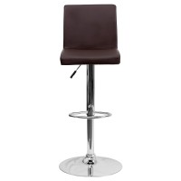 Flash Furniture Vinyl Adjustable Height Barstool, 1 Pack, Brown