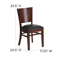 Flash Furniture Lacey Series Solid Back Walnut Wood Restaurant Chair - Black Vinyl Seat