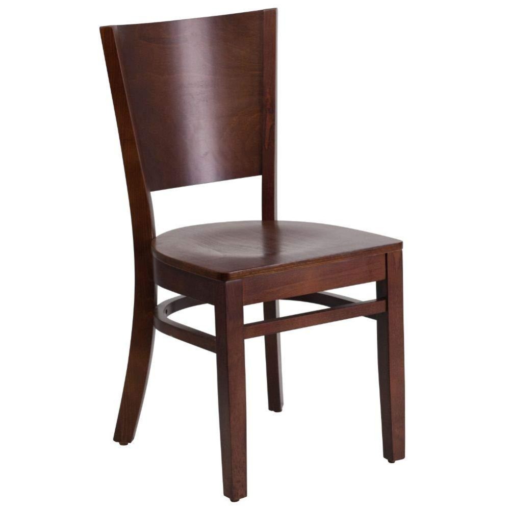 Flash Furniture Lacey Series Solid Back Walnut Wood Restaurant Chair