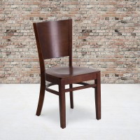 Flash Furniture Lacey Series Solid Back Walnut Wood Restaurant Chair