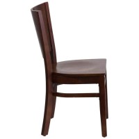 Flash Furniture Lacey Series Solid Back Walnut Wood Restaurant Chair