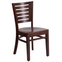 Flash Furniture Darby Series Slat Back Walnut Wood Restaurant Chair - Burgundy Vinyl Seat
