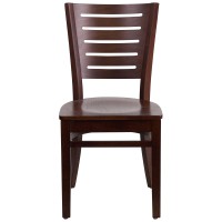 Flash Furniture Darby Series Slat Back Walnut Wood Restaurant Chair - Burgundy Vinyl Seat