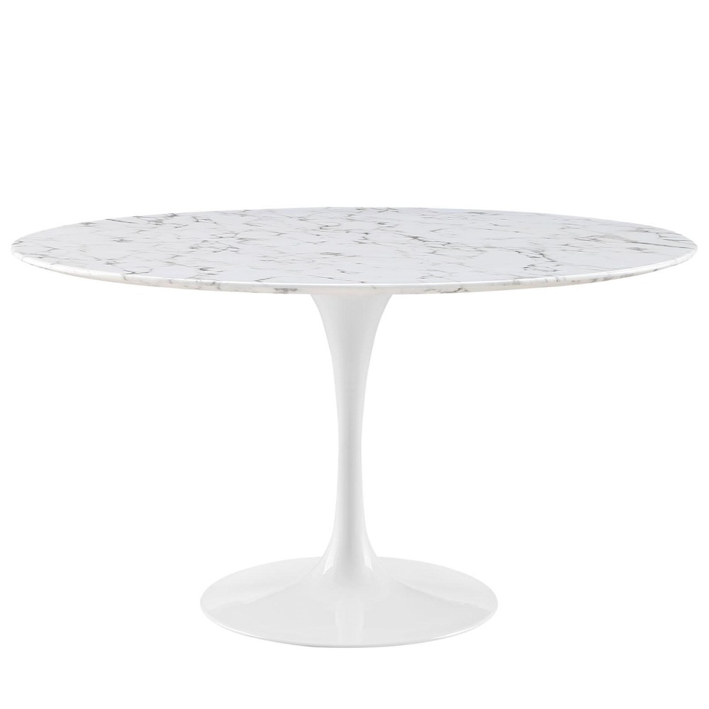 Lippa 54 Round Artificial Marble Dining Table White