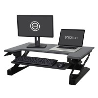 Ergotron - Workfit-T Standing Desk Converter, Dual Monitor Sit Stand Desk Riser For Tabletops - 35 Inch Width, Black