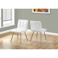 Dining Chair Set Of 2 Side Upholstered Kitchen Dining Room Pu Leather Look Metal White Chrome Contemporary Modern