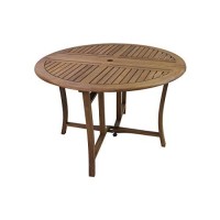 Outdoor Interiors Round Folding Table, 48-Inch, Brown