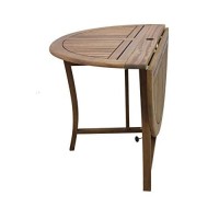 Outdoor Interiors Round Folding Table, 48-Inch, Brown