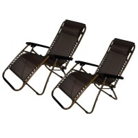 Shop4Omni Set Of 2: Zero-Gravity Canopy Lawn & Patio Chair With Head Rest - Brown