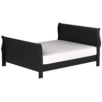 Coaster Furniture Louis Philippe Transitional Wood Queen Size Sleigh Panel Bed Black 203961Q