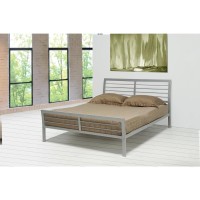 Contemporary metal bed in silver finishSleek and cool linear designSteel tubing constructionSlat kit included